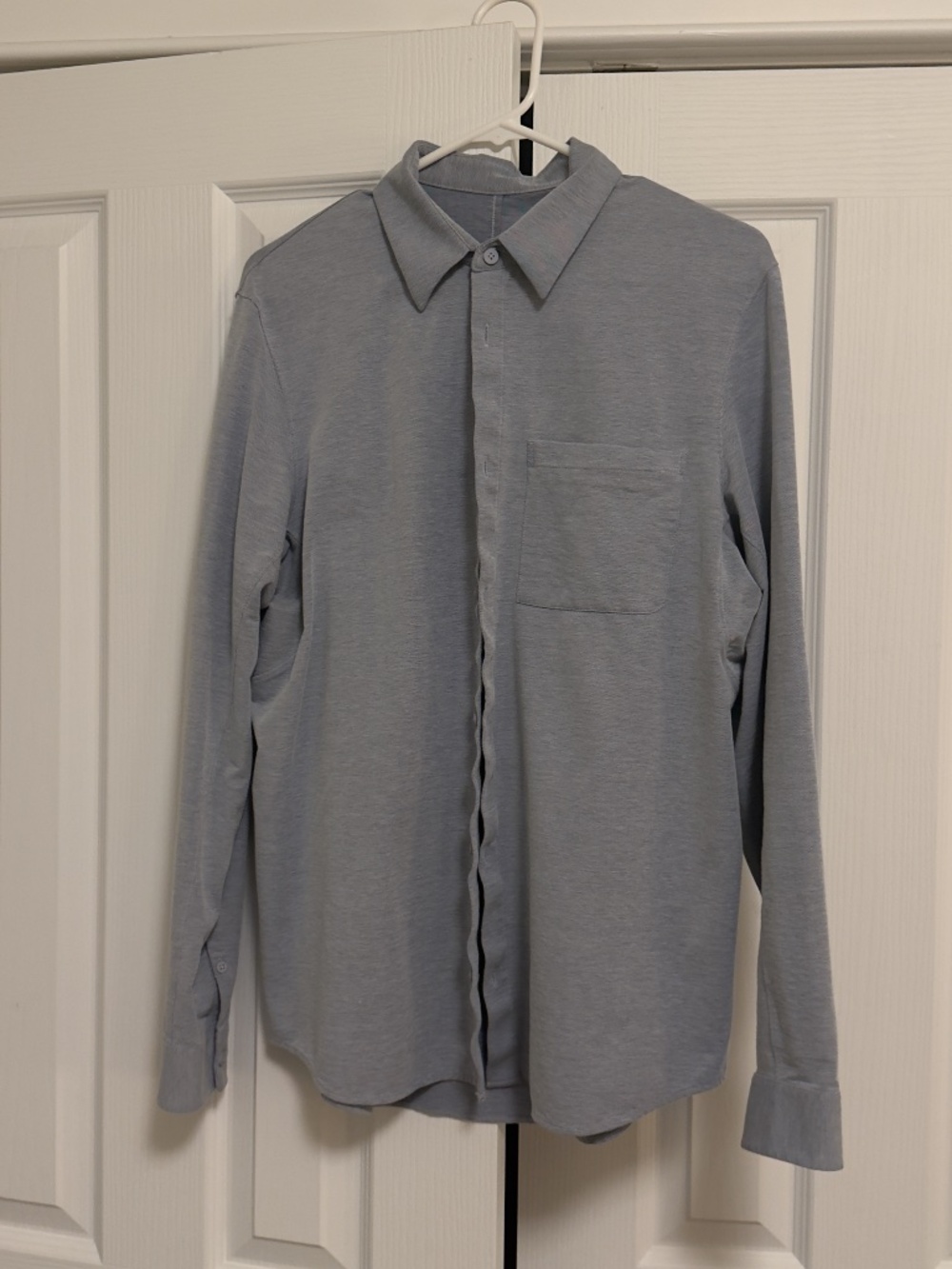 Lululemon Commission Shirt Mens Large Blue Long Sleeve‎ Button Front Performance